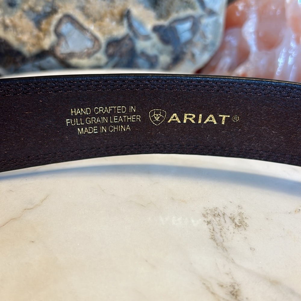 Ariat Brown Leather Belt vintage ‘95 size 36-42 - Picture 10 of 12